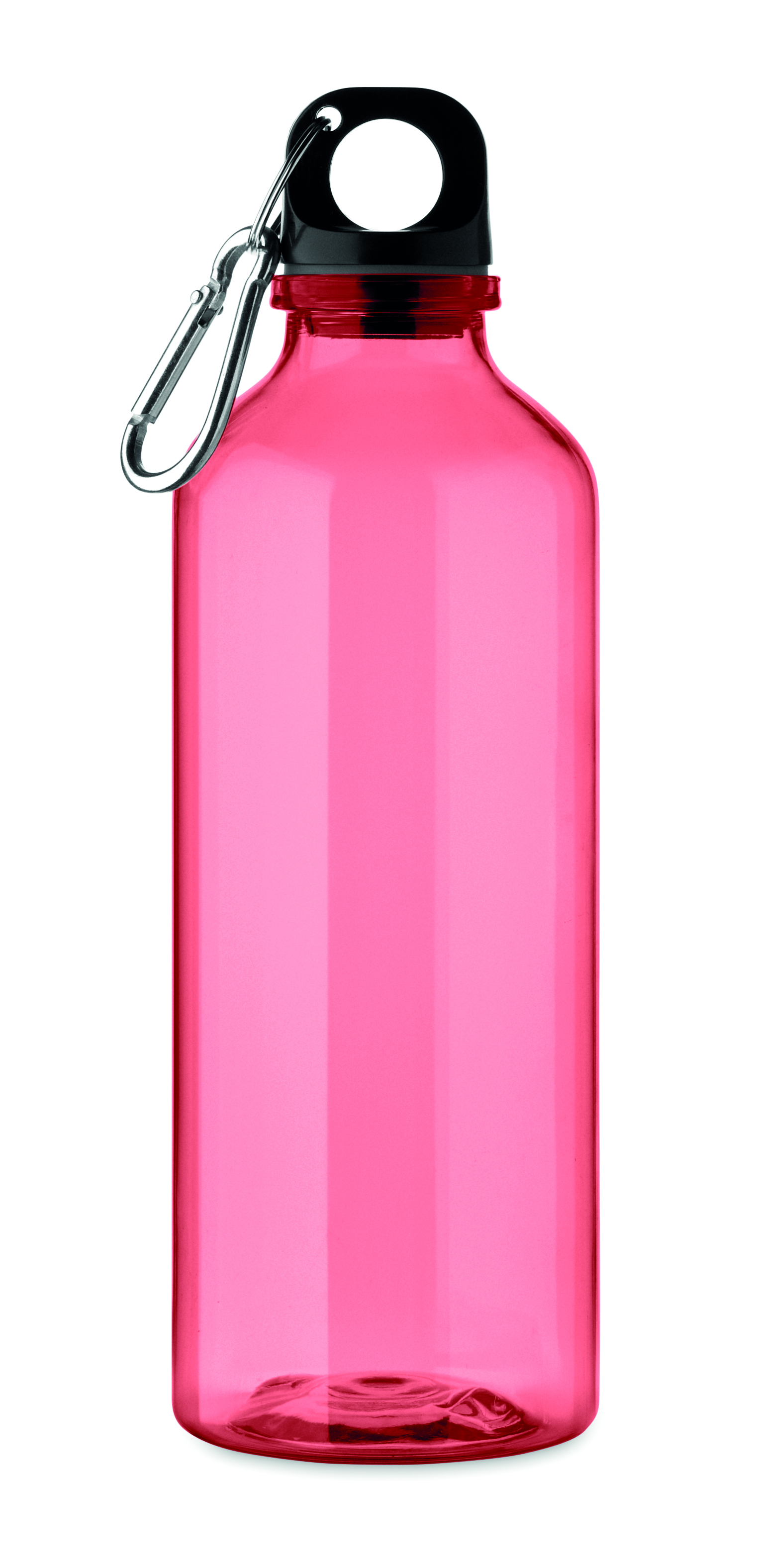 Gourde publicitaire RPET 500 ml avec mousqueton Moss Rouge transparent